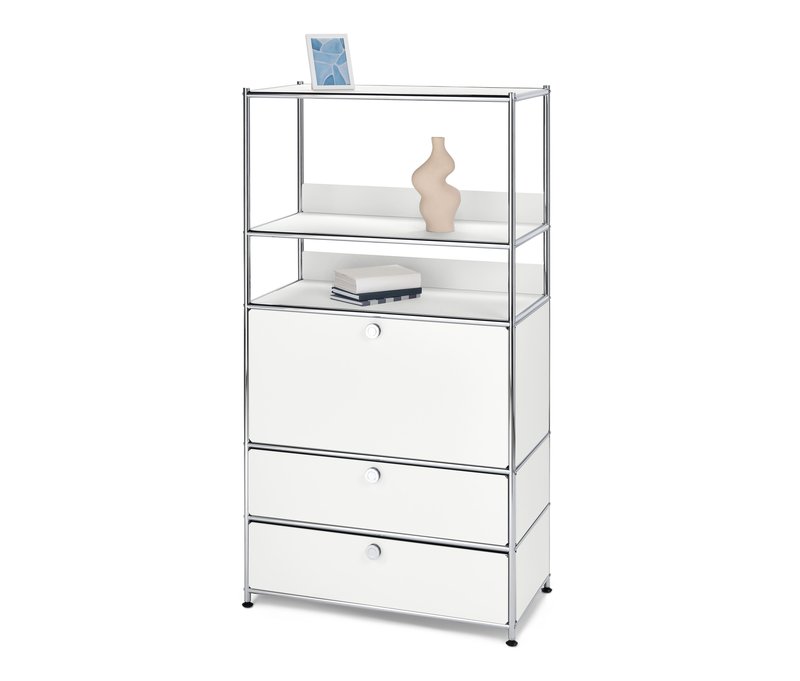 Tchibo - Regal Metall »Cn3« mit 1 Klappe und 2 Schubalden - 77x40x142,5cm - chrom - Stahl / Aluminium / Kunststoff