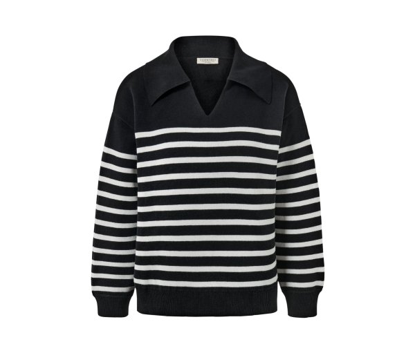 Tchibo - Pullover mit Kragen - Damen - Gr. XXL - creme/gestreift