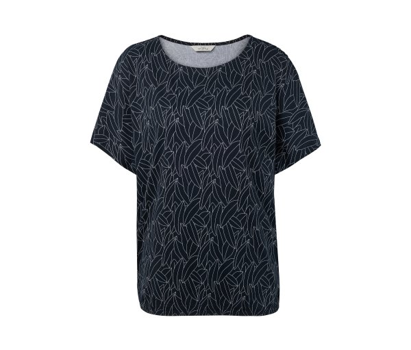 Tchibo - Überschnittenes Blusenshirt - Damen - Gr. XXL - dunkelblau/print