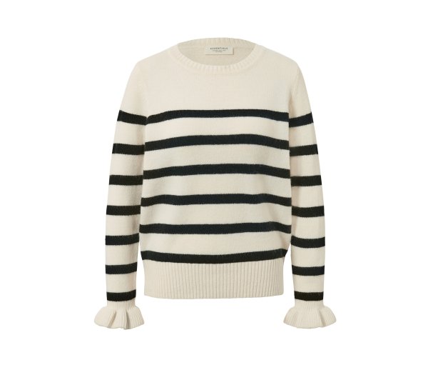 Tchibo - Strickpullover mit Rüschendetail - Damen - Gr. L - creme