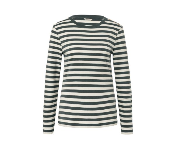 Tchibo - Gestreiftes Langarmshirt - Damen - Gr. XL - dunkelgrün/gestreift