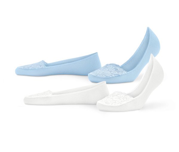 Tchibo - 2 Paar Ballerina-Füßlinge mit Spitze - Damen - Gr. 39-42 - hellblau