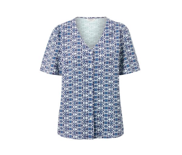 Tchibo - Bluse mit Alloverprint - Damen - Gr. 40 - blau/print
