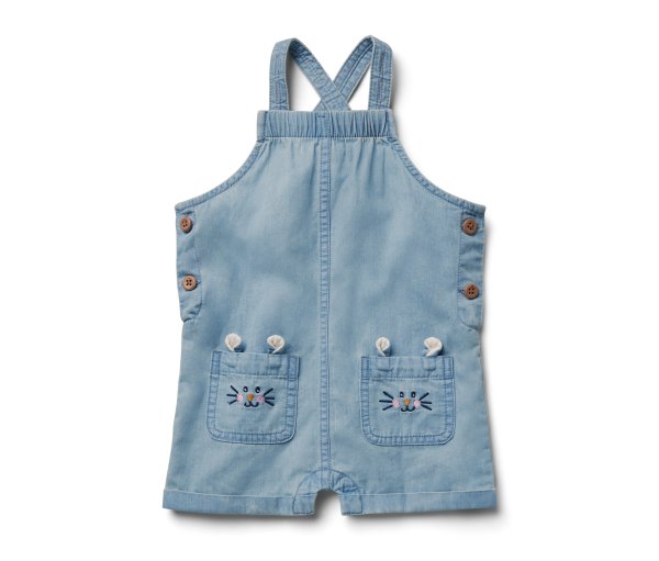 Tchibo - Kinder Chambray-Latzhose - Mädchen - Gr. 98/104 - dunkelblau