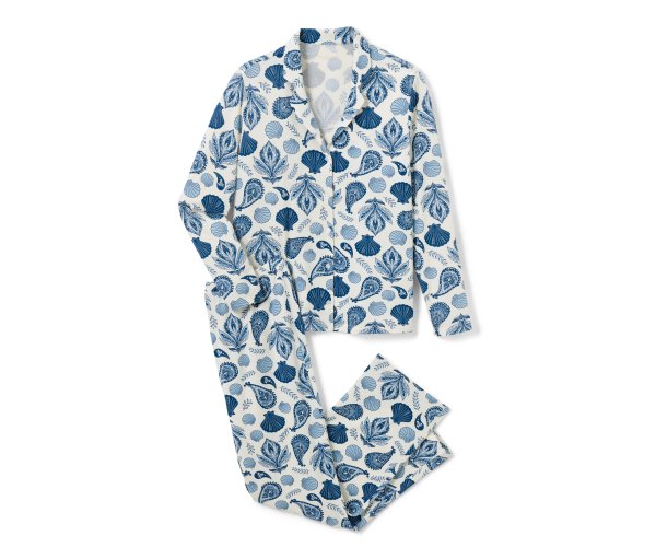 Tchibo - Pyjama - Damen - Gr. L - weiß/paisley