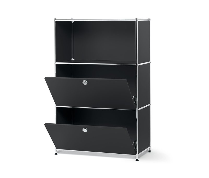 Tchibo - Regal Metall »Cn3« mit 2 Klappenfächern - 77x40x120,5cm - schwarz - Stahl / Aluminium / Kunststoff