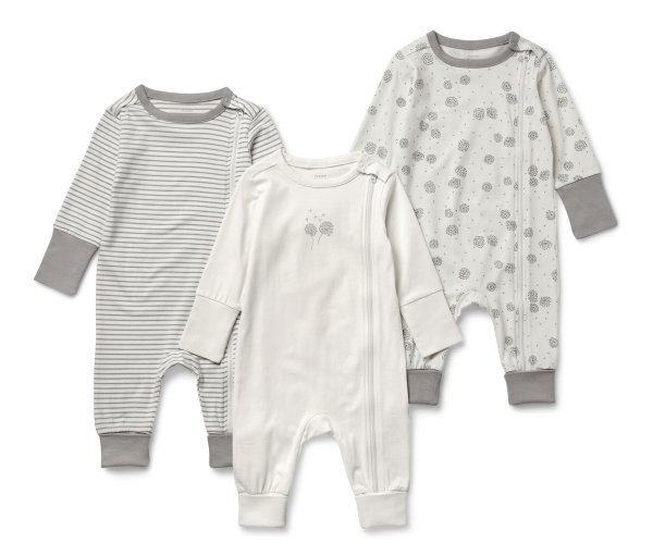 Tchibo - 3 Baby-Pyjamas - Baby - Gr. 62/68 - weiß/print