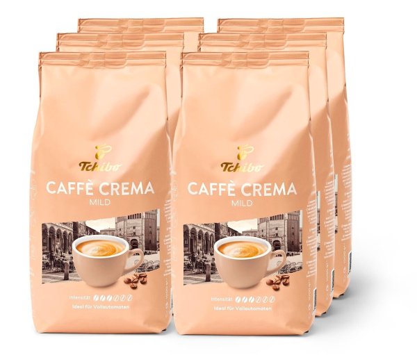 Tchibo - Caffè Crema Mild - 6 x 1 kg Ganze Bohne - Intensität: 3/6