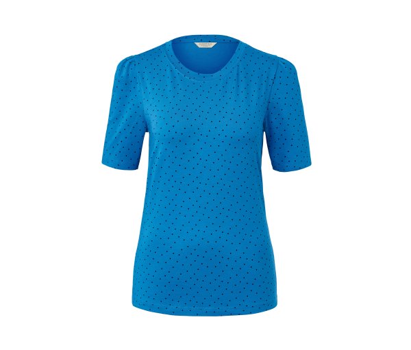 Tchibo - Gepunktetes T-Shirt - Damen - Gr. S - dunkelblau/gepunktet