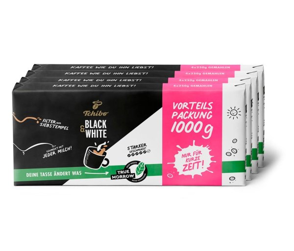 Tchibo - Black & White - 4 x 1 kg Gemahlen - Intensität: 5/6
