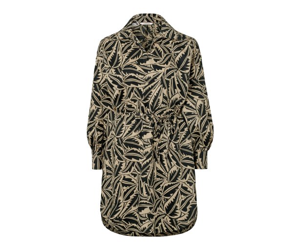 Tchibo - Longbluse aus Leinenmix - Damen - Gr. 46 - schwarz/print