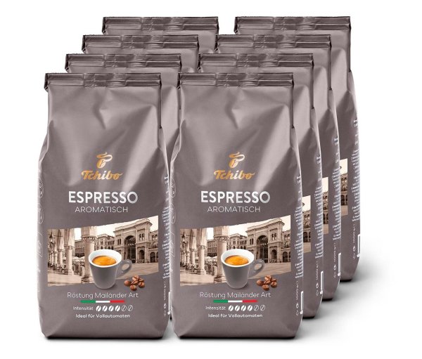 Tchibo - Espresso Aromatisch - 8 x 1 kg Ganze Bohne - Intensität: 4/6