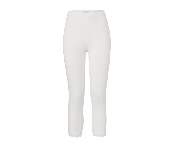Tchibo - 3/4-Leggings mit Spitzenborte - Damen - Gr. S - weiß