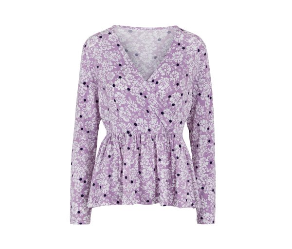 Tchibo - Langarmshirt - Damen - Gr. S - violett/geblümt