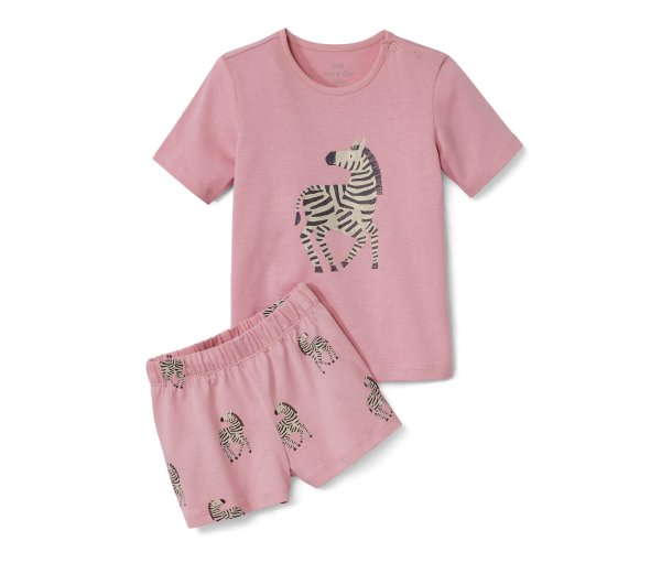 Tchibo - Kinder-Shorty-Pyjama - Gr. 98/104 - rosa/print