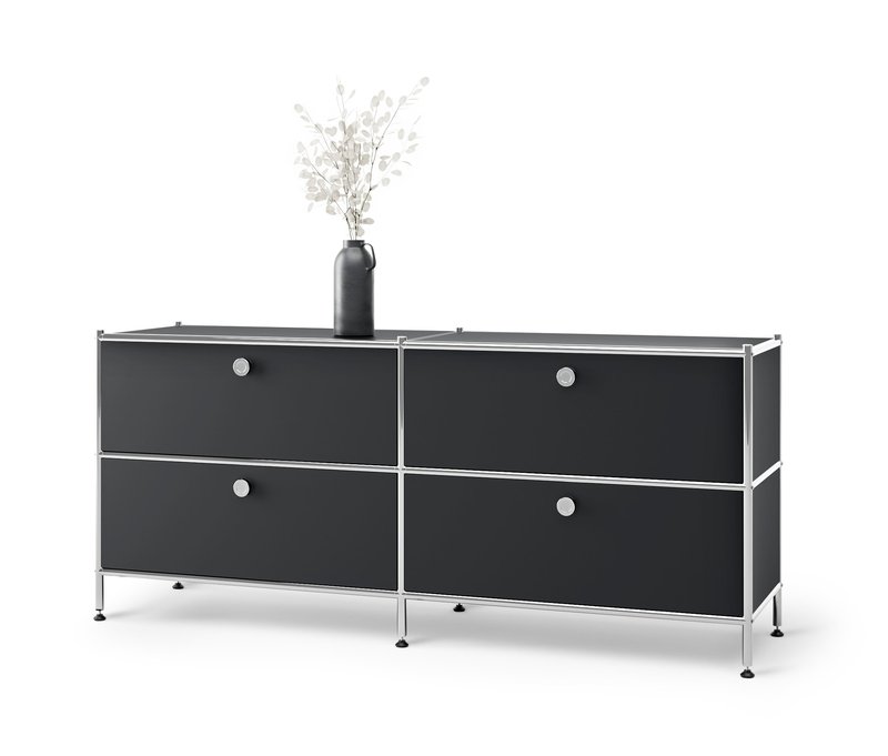 Tchibo - Lowboard Metall »Cn3« mit 4 Schubladen - 152x40x53,5cm - schwarz - Stahl / Aluminium / Kunststoff