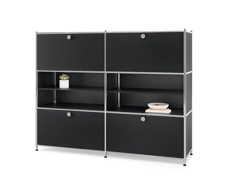 Tchibo - Kommode Metall »Cn3« mit 4 Klappenfächern - 152x40x120,5cm - schwarz - Stahl / Aluminium / Kunststoff