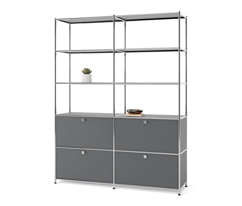 Tchibo - Hohes Regal Metall »Cn3« mit 4 Klappenfächern - 152x40x195cm - chrom - Stahl / Aluminium / Kunststoff