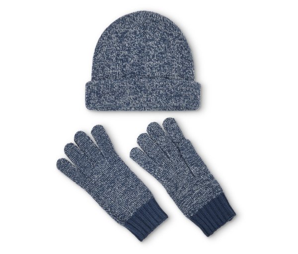 Tchibo - Kinder-Strickmütze und -Handschuhe - Herren - Gr. 49-52 - dunkelblau