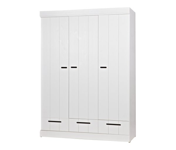 Tchibo - Woood Streifentürschrank »Connect« - 140x53x195cm - weiß - Holz / Holz