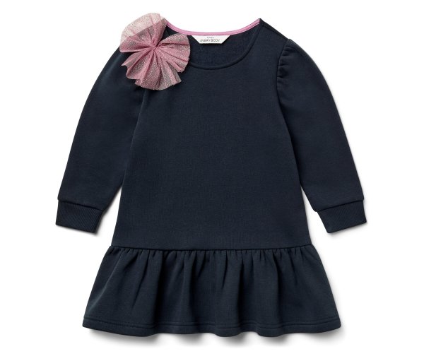 Tchibo - Kinder-Sweat-Kleid mit Schleife - Mädchen - Gr. 98/104 - dunkelblau
