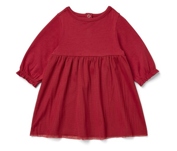 Tchibo - Baby-Jersey-Kleid mit Tüll - Mädchen - Gr. 98/104 - rot