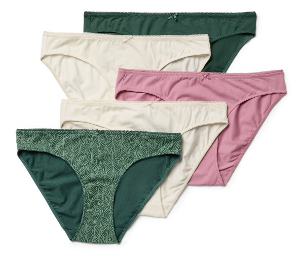 Tchibo - 5 Slips - Damen - Gr. XL - dunkelgrün