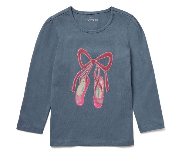 Tchibo - Kinder-Langarmshirt mit Puffärmeln - Mädchen - Gr. 110/116 - blau