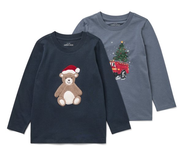 Tchibo - 2 Kinder-Langarmshirts - Herren - Gr. 98/104 - dunkelblau