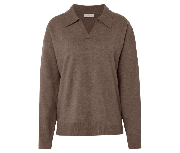Tchibo - Strickpullover mit Polokragen - Damen - Gr. S - taupe