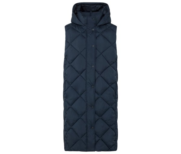 Tchibo - Lange Steppweste mit Kapuze - Damen - Gr. 48 - dunkelblau