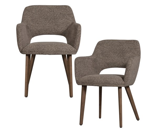 Tchibo - 2 Woood »Murat« Esszimmerstühle - 61x60x86cm - taupe - Polyester / Eichenholz