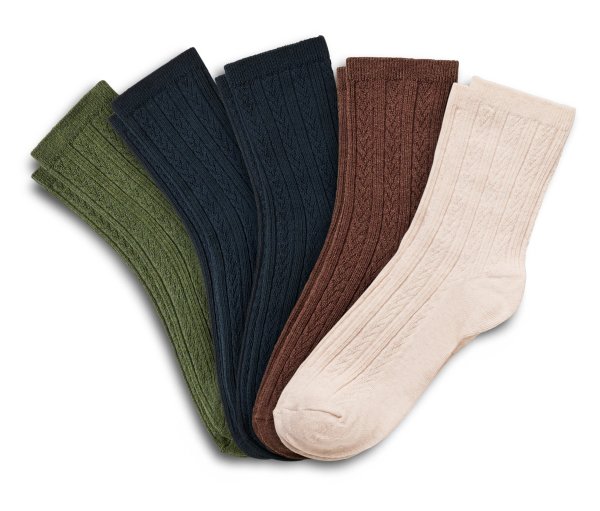 Tchibo - 5 Paar Socken mit Zopfmuster - Damen - Gr. 35-38 - weiß