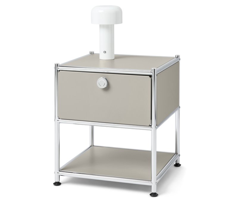 Tchibo - Beistelltisch Metall »Cn3« mit 1 Schublade - 40x40x46,5cm - hellgrau - Stahl / Aluminium / Kunststoff