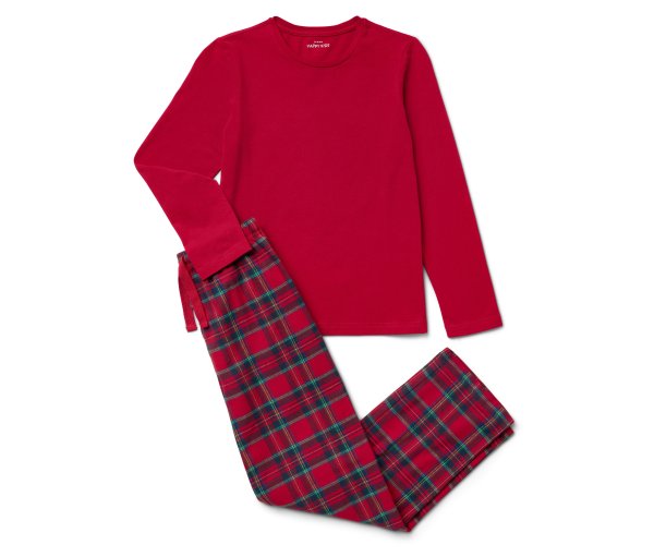 Tchibo - Kinder-Flanell-Pyjama - Mädchen - Gr. 158/164 - rot/kariert