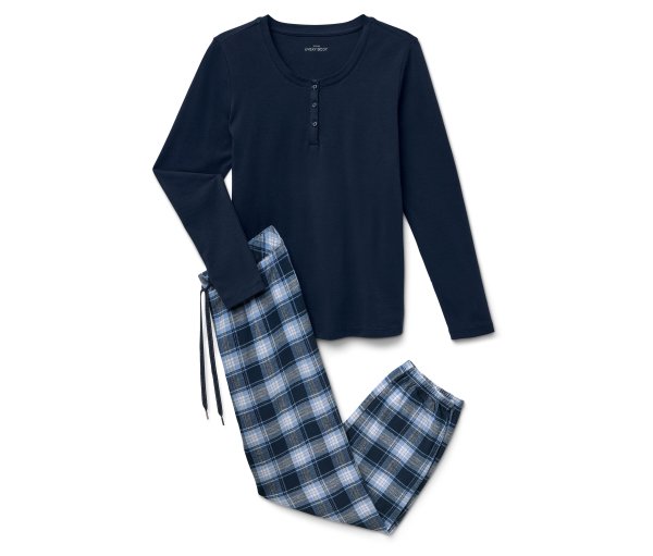 Tchibo - Flanell-Pyjama-Set - Damen - Gr. XL - dunkelblau