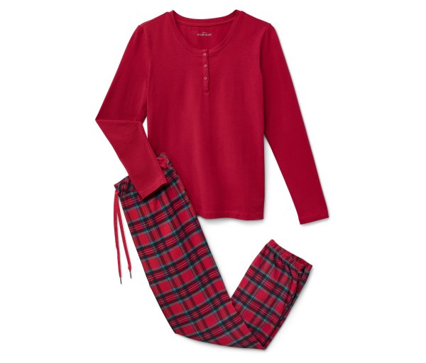 Tchibo - Flanell-Pyjama-Set - Damen - Gr. S - rot