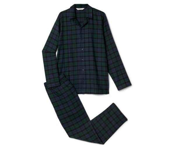 Tchibo - Flanell-Pyjama-Set - Herren - Gr. L - dunkelblau/kariert