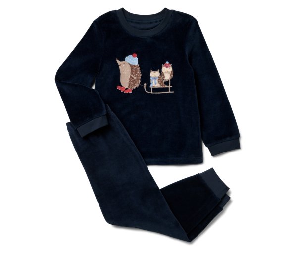 Tchibo - Kinder-Nicki-Pyjama - Herren - Gr. 122/128 - dunkelblau/print