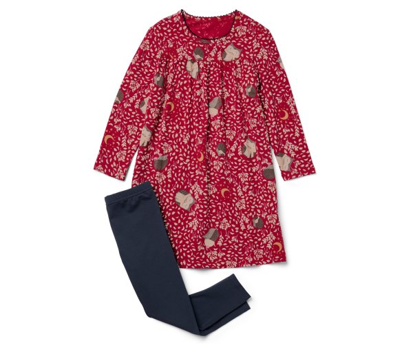 Tchibo - Kinder Nachthemd mit Leggings - Mädchen - Gr. 110/116 - dunkelblau/print