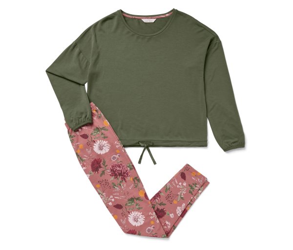 Tchibo - Leggings-Pyjama-Set - Damen - Gr. S - grün