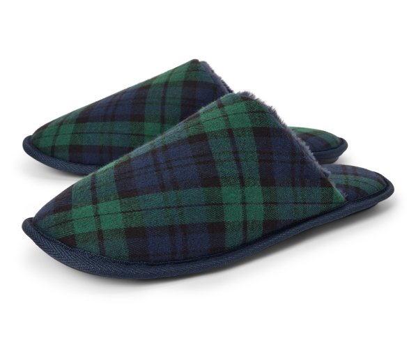 Tchibo - Hausschuhe - Herren - Gr. 44-45 - dunkelblau/kariert