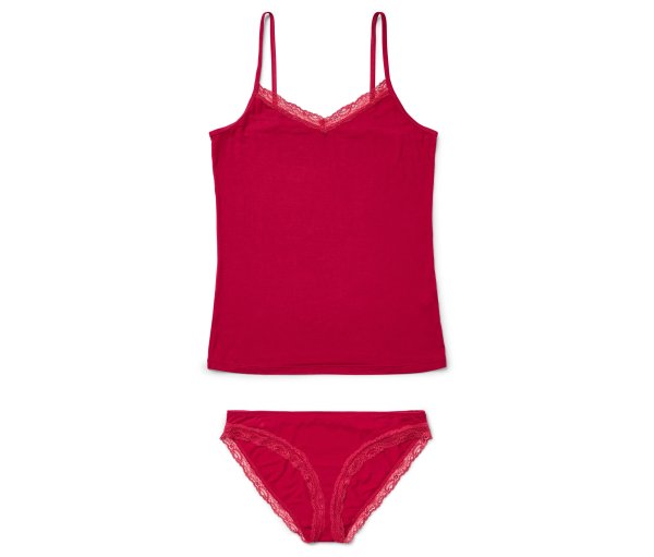 Tchibo - Hemdchen-Slip-Set - Damen - Gr. L - rot