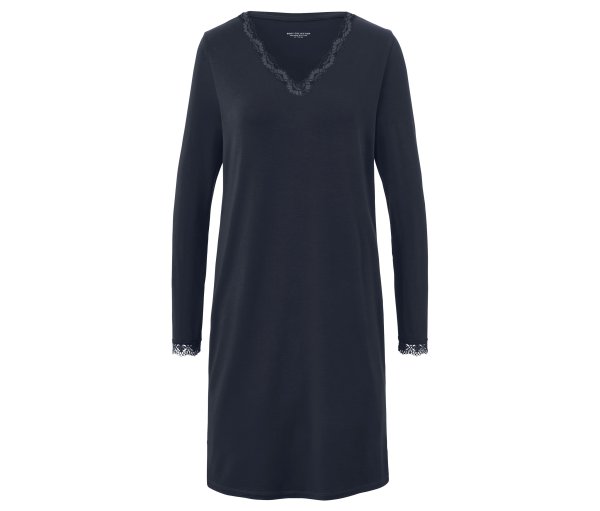 Tchibo - Nachthemd mit Spitzenbesatz - Damen - Gr. M - dunkelblau