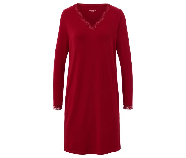 Tchibo - Nachthemd mit Spitzenbesatz - Damen - Gr. XL - rot