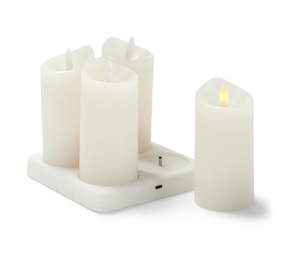 Tchibo - 4 LED-Akku-Echtwachskerzen - creme