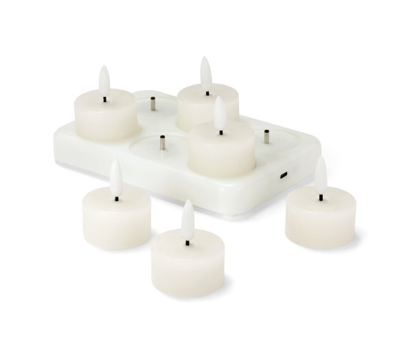 Tchibo - 6 LED-Akku-Echtwachsteelichter - creme