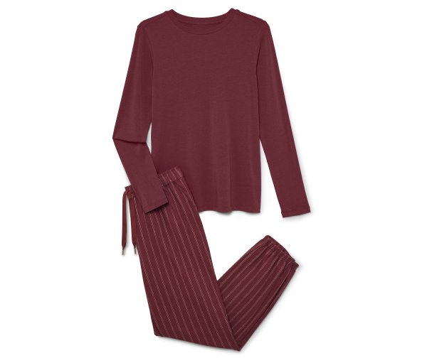 Tchibo - Flanell-Pyjama-Set - Damen - Gr. M - bordeaux