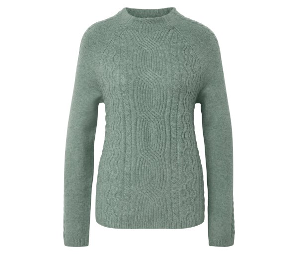 Tchibo - Grobstrickpullover mit Zopfmuster - Damen - Gr. L - grün