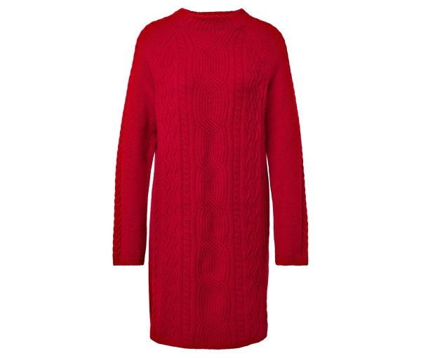 Tchibo - Strickkleid mit Zopfmuster - Damen - Gr. XL - rot